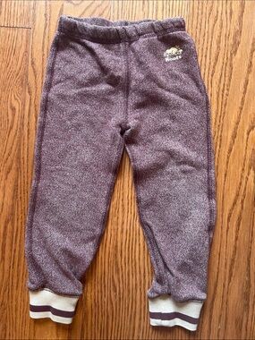 2T Roots Marled Purple Kids Fleece Joggers with Contrast Cuffs